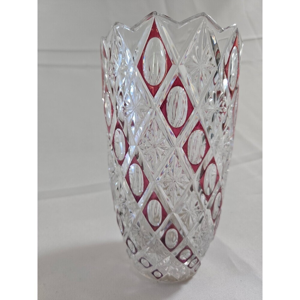 Vintage Antique Germania Beautiful Artistic Design Multicolor Crystal Vase